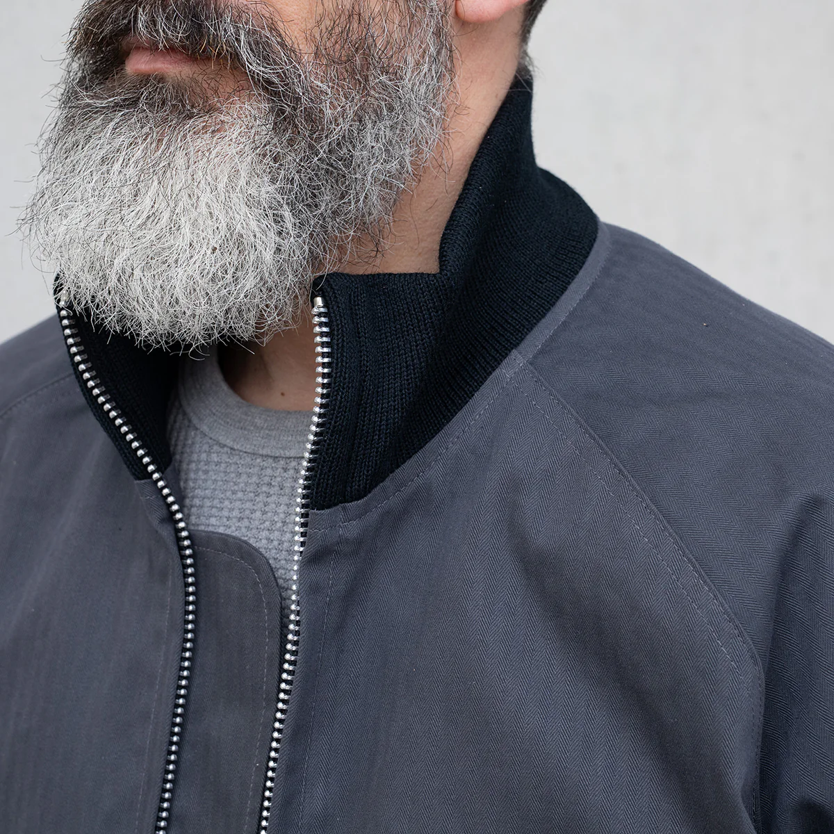 DE-JJA084WC-SLA - DEHEN 1920 Pilot Jacket Dry Wax Cotton - Slate - Image 7
