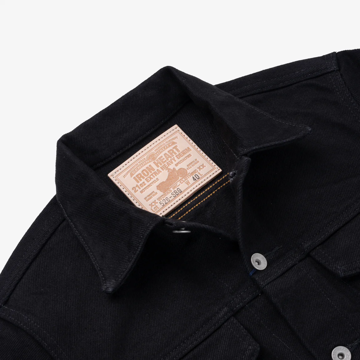 IH-526-SBG - 21oz Selvedge Denim Type III Jacket - Superblack (Fades To Grey) - Image 6