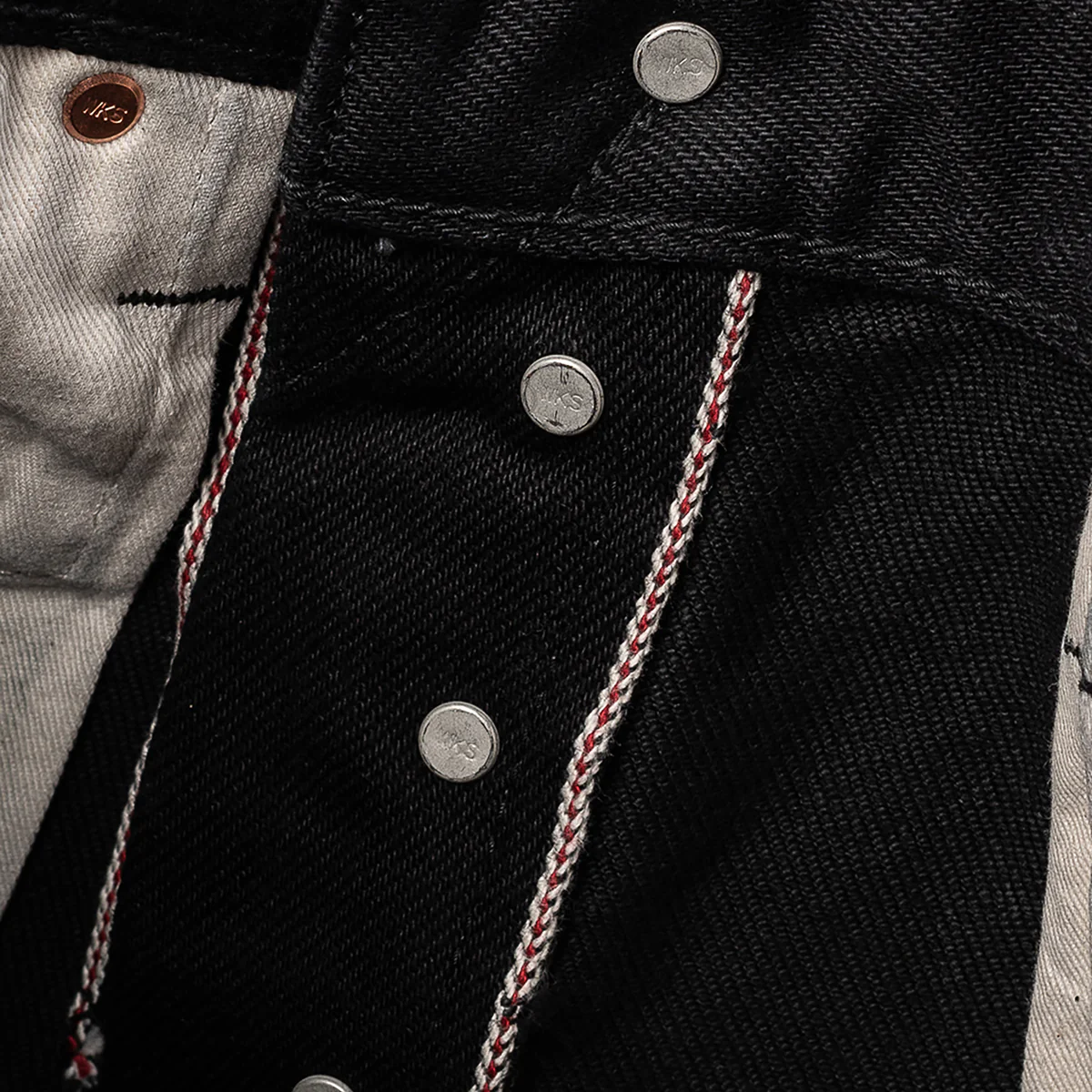 IH-555S-SBG - 21oz Selvedge Denim Slim Cut Jeans - Superblack (Fades To Grey) - Image 10