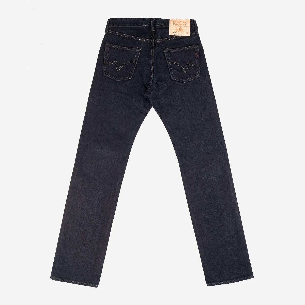 IH-634S-B - 21oz Selvedge Denim Straight Cut Jeans - Indigo Overdyed Black - Image 6
