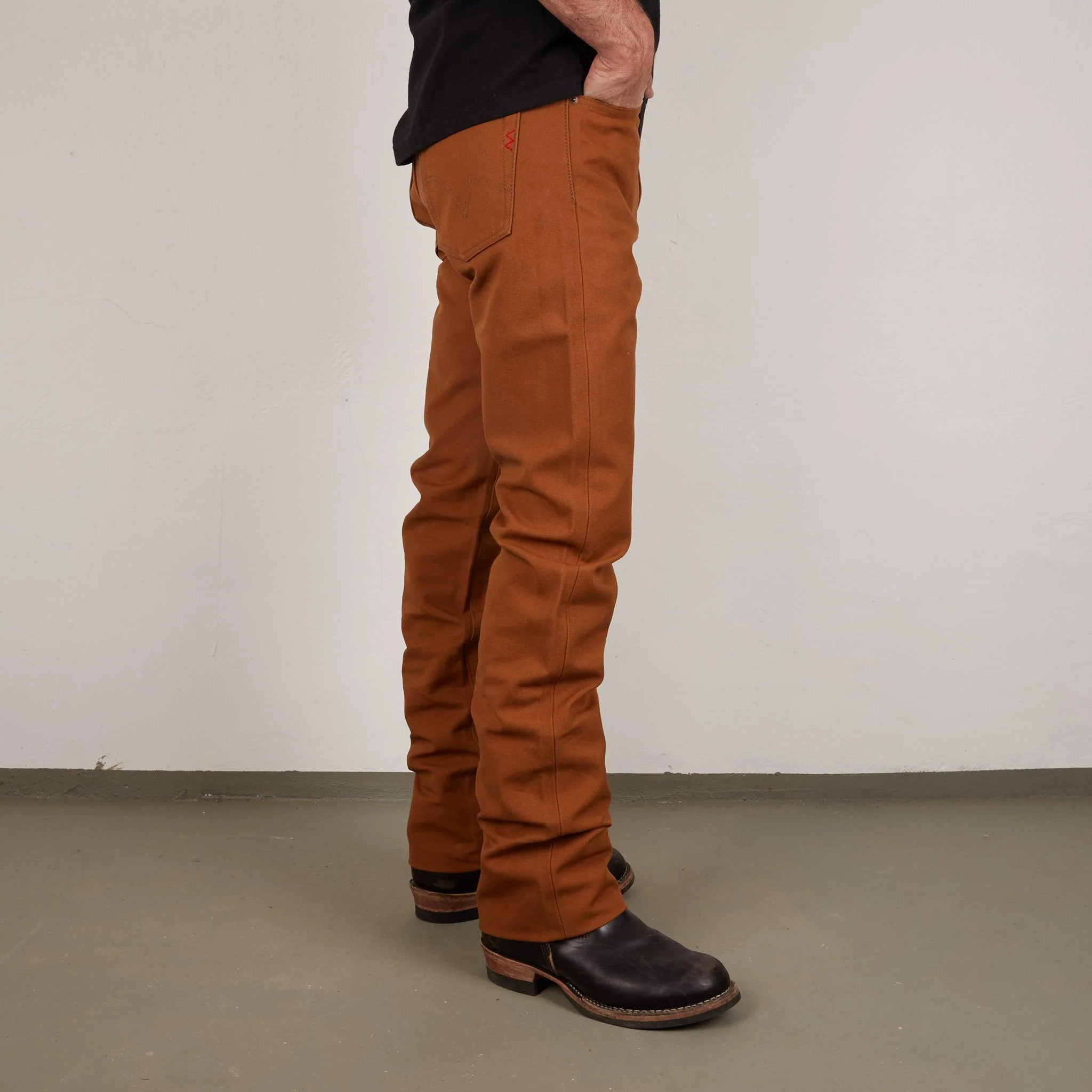 IH-666D - 17oz Duck Slim Straight Jeans - Brown - Image 5
