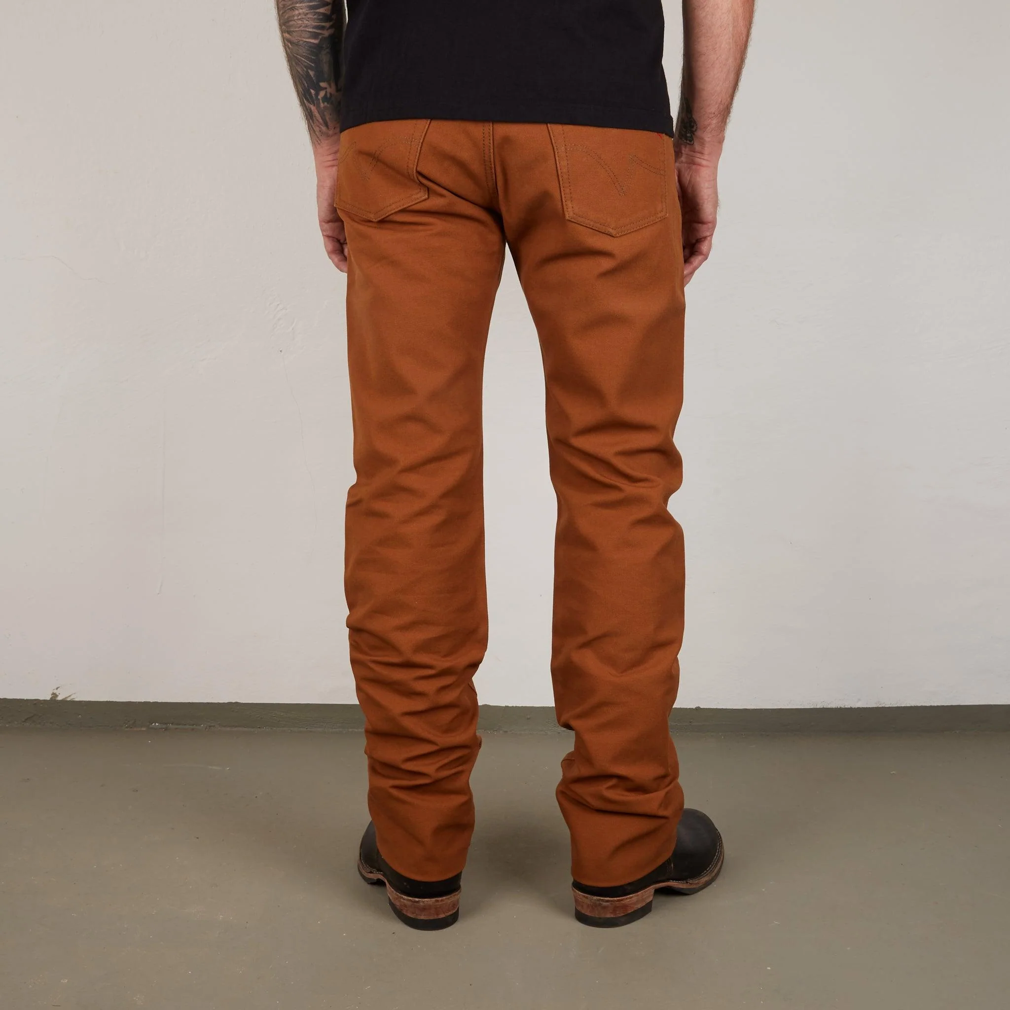 IH-666D - 17oz Duck Slim Straight Jeans - Brown - Image 6