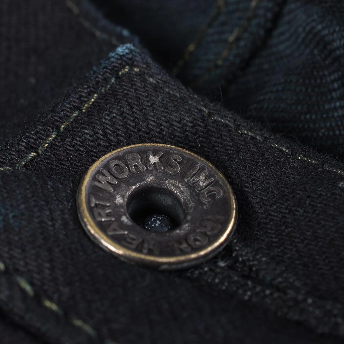 IH-666S-142OD - 14oz Selvedge Denim Slim Straight Cut Jeans Indigo Overdyed Black - Image 11