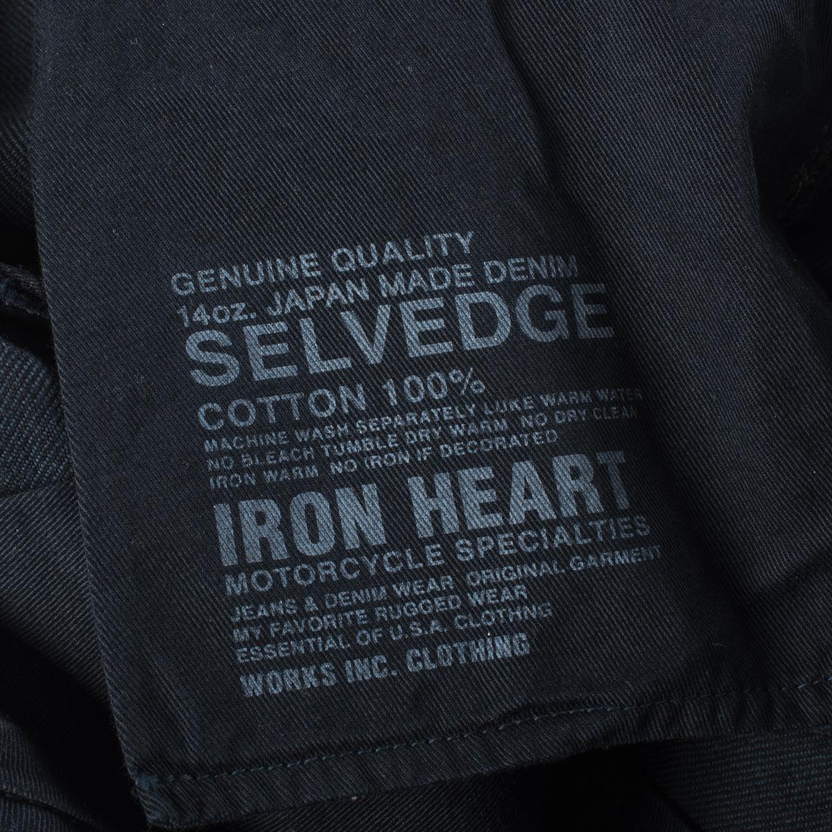 IH-666S-142OD - 14oz Selvedge Denim Slim Straight Cut Jeans Indigo Overdyed Black - Image 13