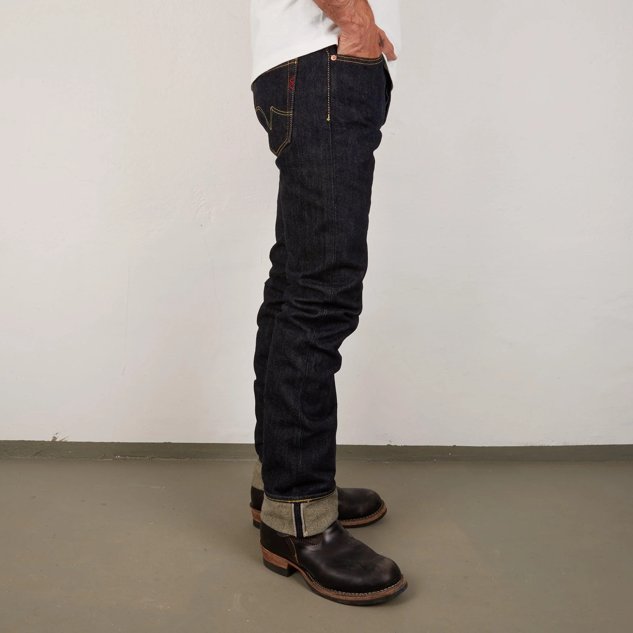 IH-666S-21 - 21oz Selvedge Denim Slim Straight Cut Jeans - Indigo - Image 6