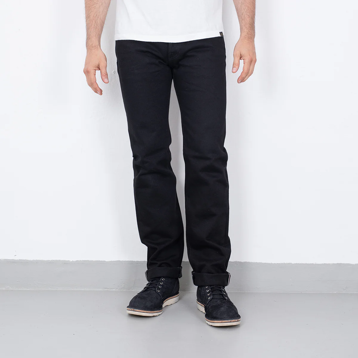 IH-666S-SBG - 21oz Selvedge Denim Slim Straight Jeans - Superblack (Fades To Grey) - Image 4