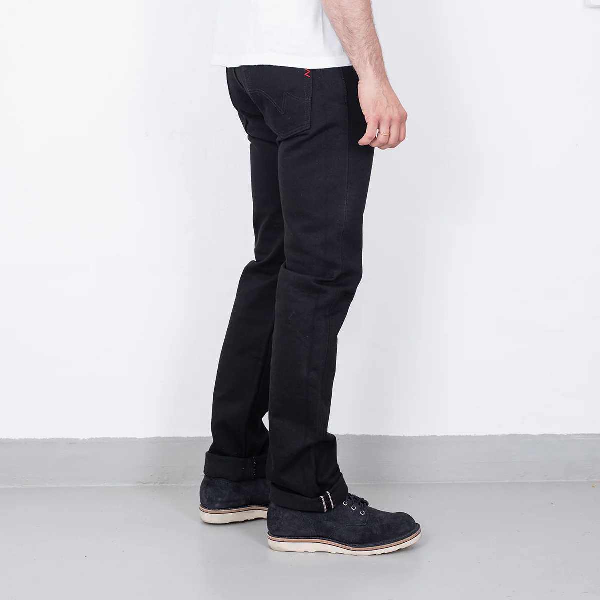IH-666S-SBG - 21oz Selvedge Denim Slim Straight Jeans - Superblack (Fades To Grey) - Image 5