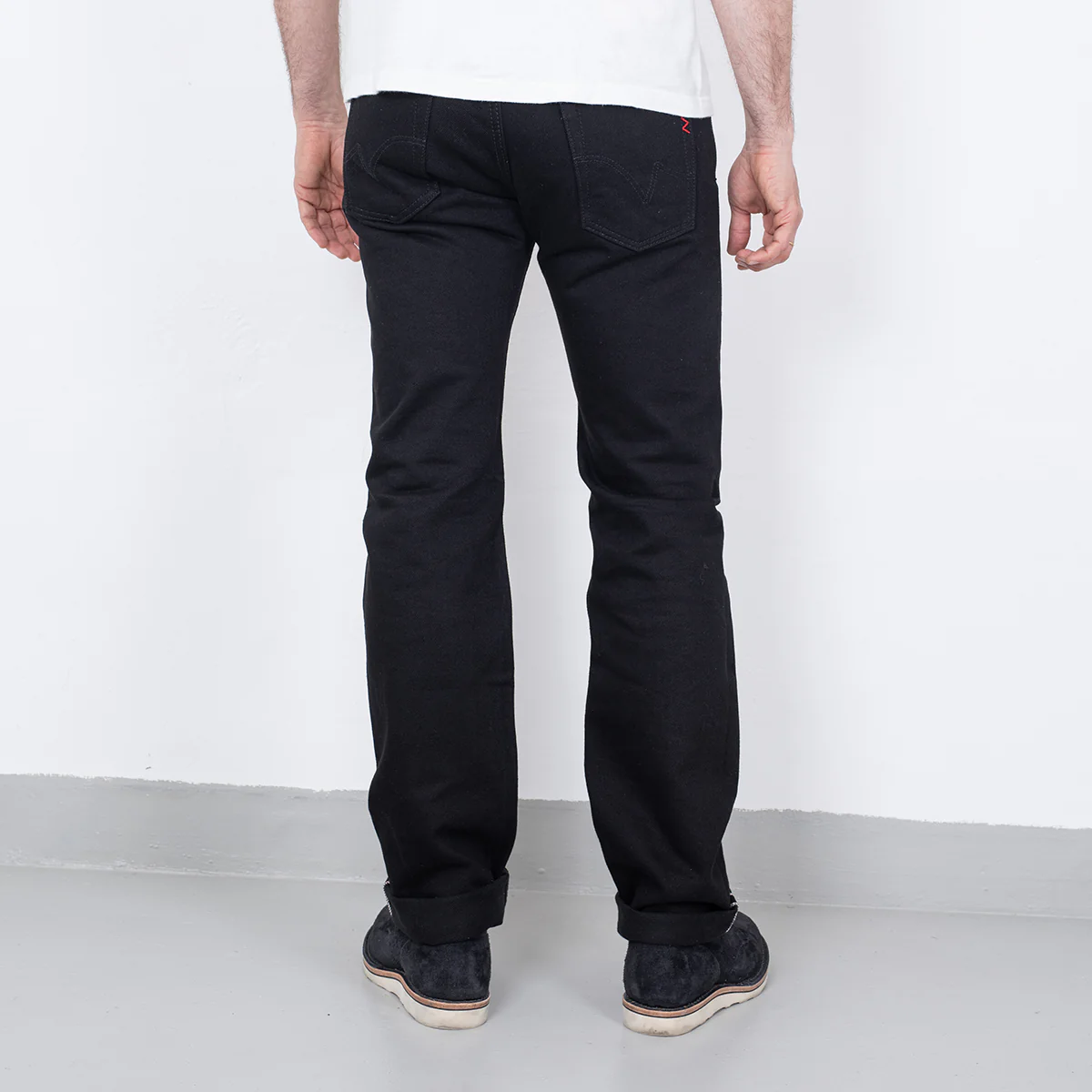 IH-666S-SBG - 21oz Selvedge Denim Slim Straight Jeans - Superblack (Fades To Grey) - Image 6