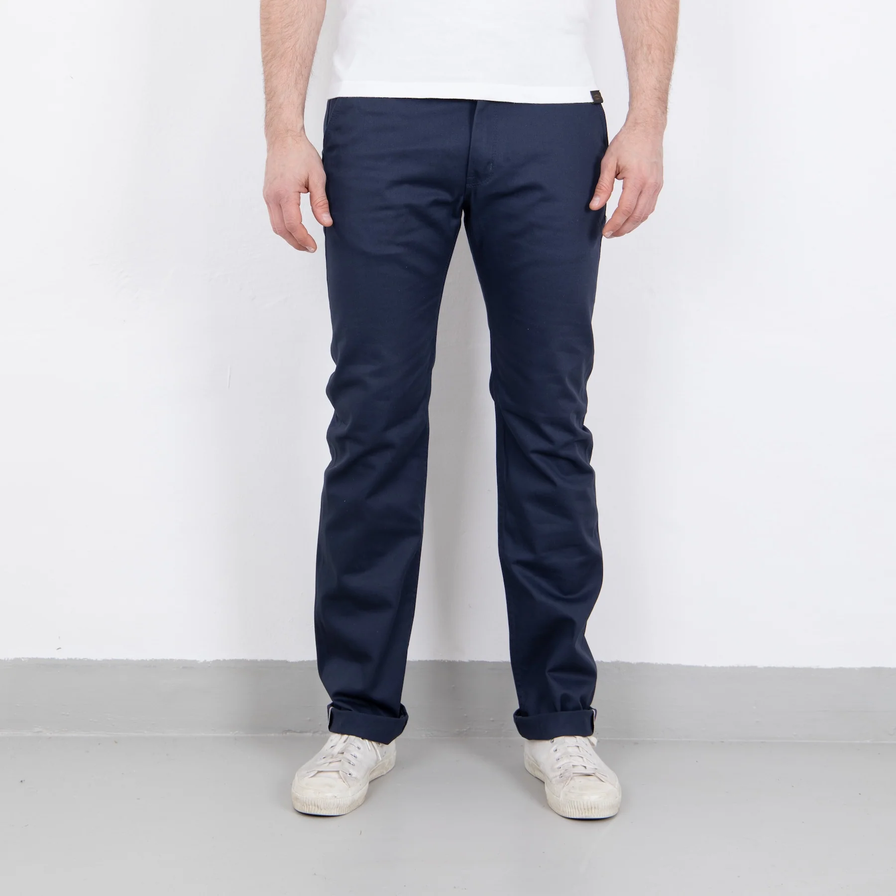 IH-721-NAV - 9oz Mercerised Selvedge Cotton Slim Tapered Chino - Navy - Image 3