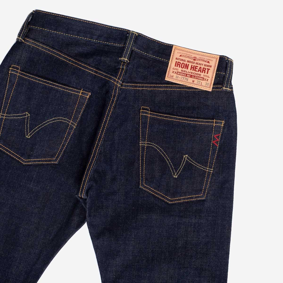 IH-777N - 17oz Selvedge Denim Slim Tapered Cut Jeans - Natural Indigo - Image 8