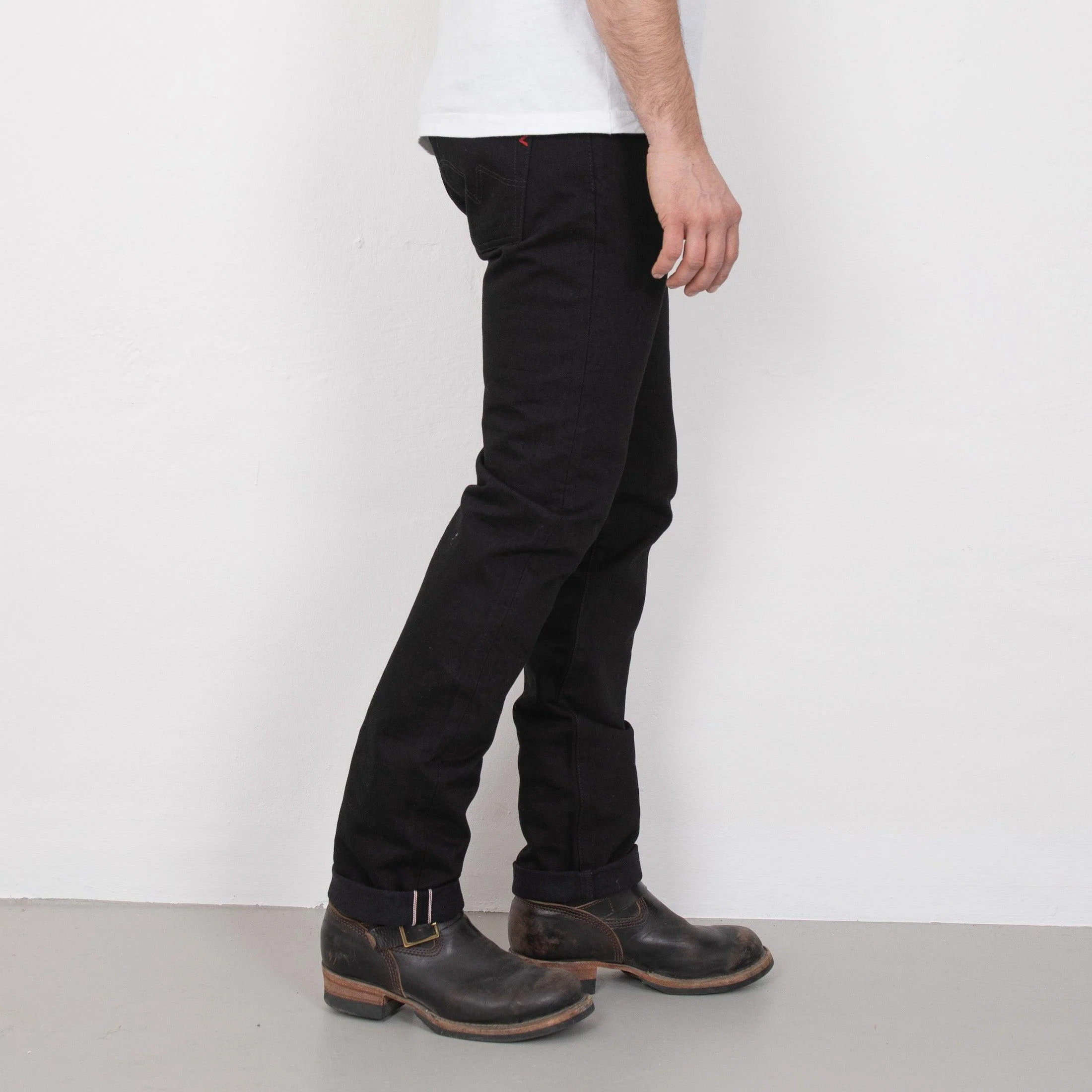 IH-777S-142BB - 14oz Selvedge Denim Slim Tapered Jeans - Black/Black - Image 4
