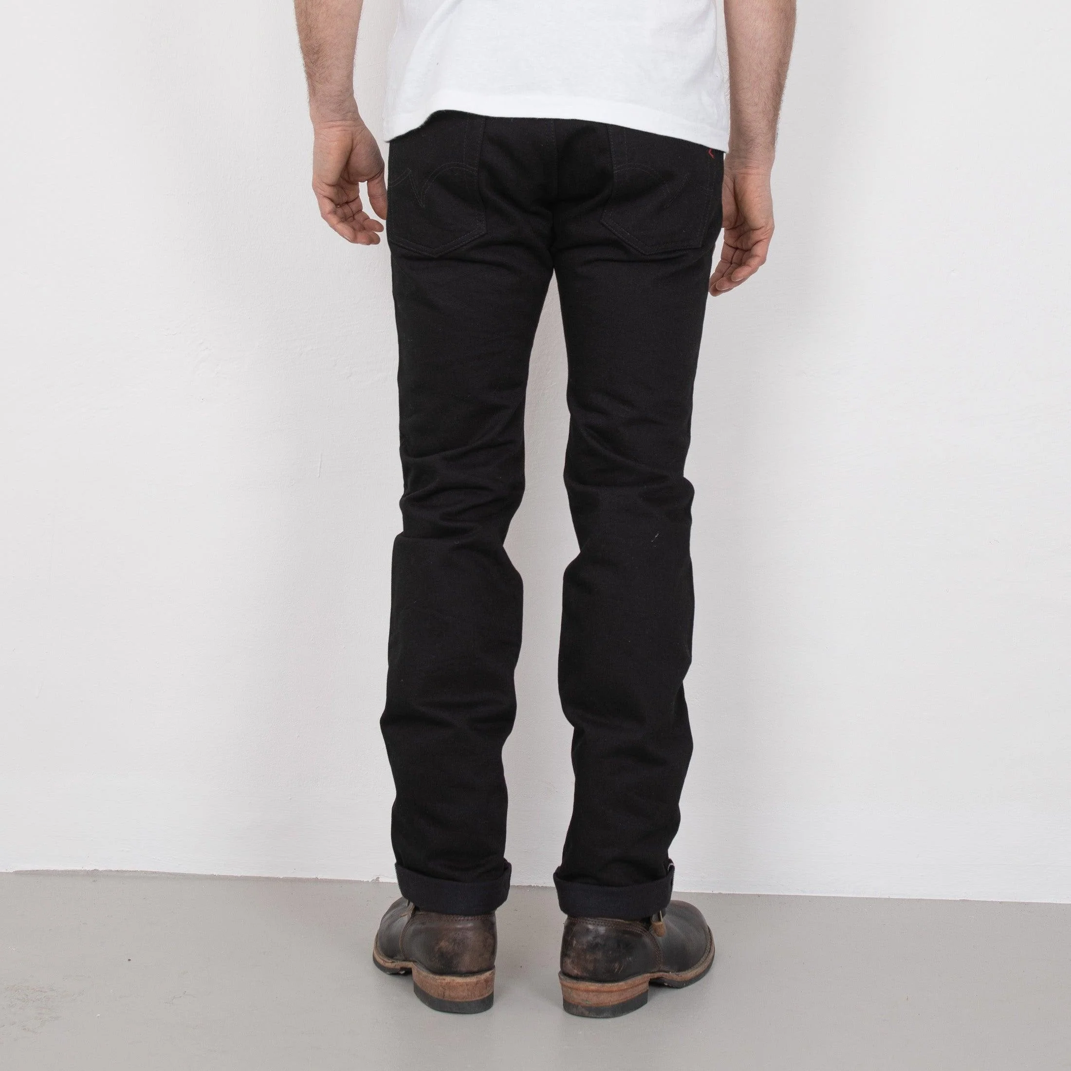 IH-777S-142BB - 14oz Selvedge Denim Slim Tapered Jeans - Black/Black - Image 5