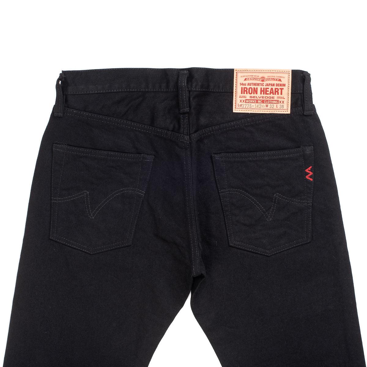 IH-777S-142BB - 14oz Selvedge Denim Slim Tapered Jeans - Black/Black - Image 8