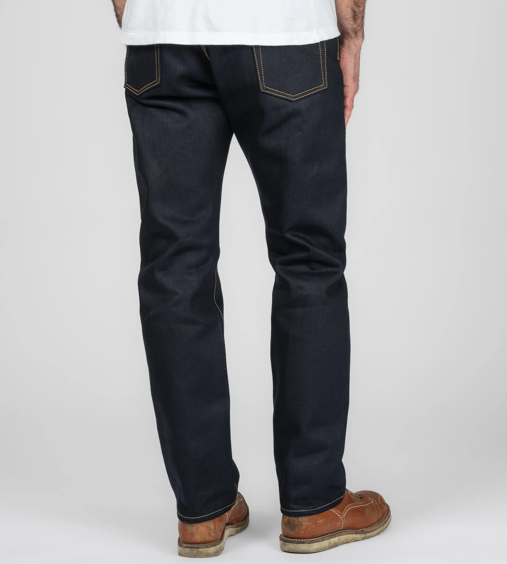 IH-888-XHSIB- 25oz Selvedge Denim Medium/High Rise Tapered Cut Jeans - Indigo/Black - Image 3