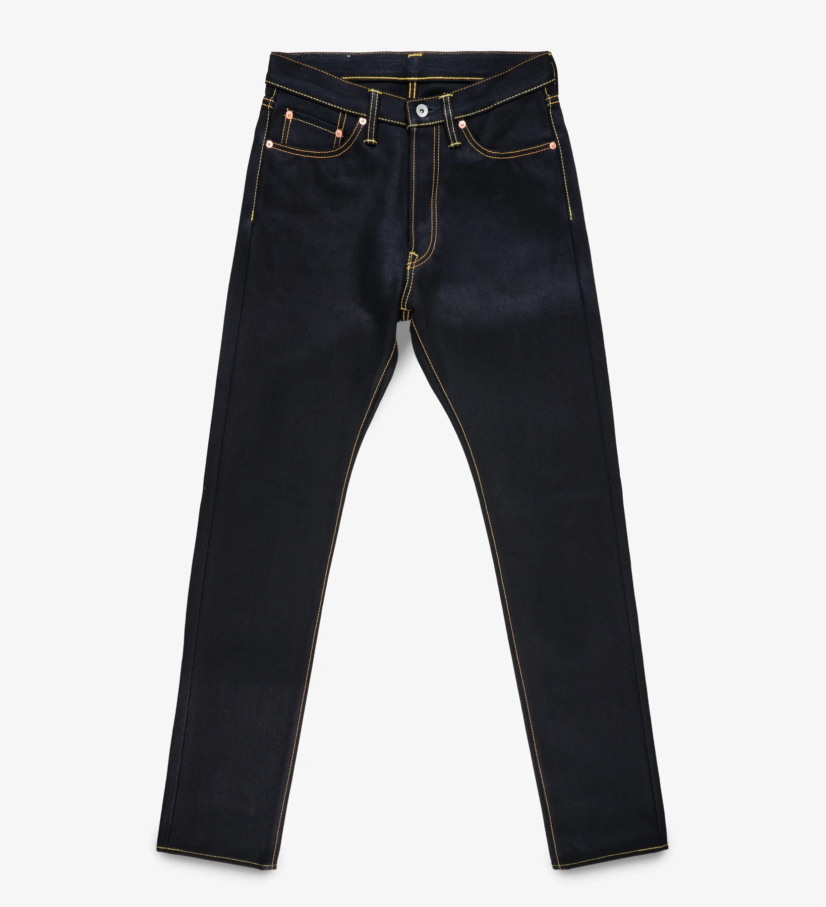IH-888-XHSIB- 25oz Selvedge Denim Medium/High Rise Tapered Cut Jeans - Indigo/Black - Image 4