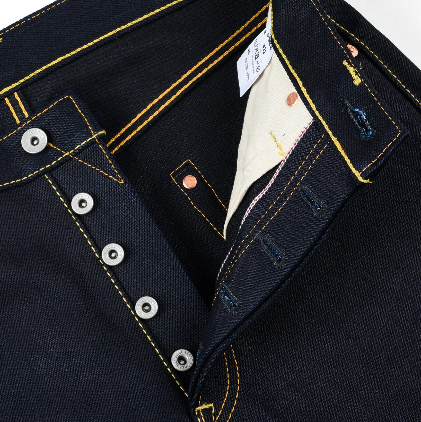 IH-888-XHSIB- 25oz Selvedge Denim Medium/High Rise Tapered Cut Jeans - Indigo/Black - Image 9