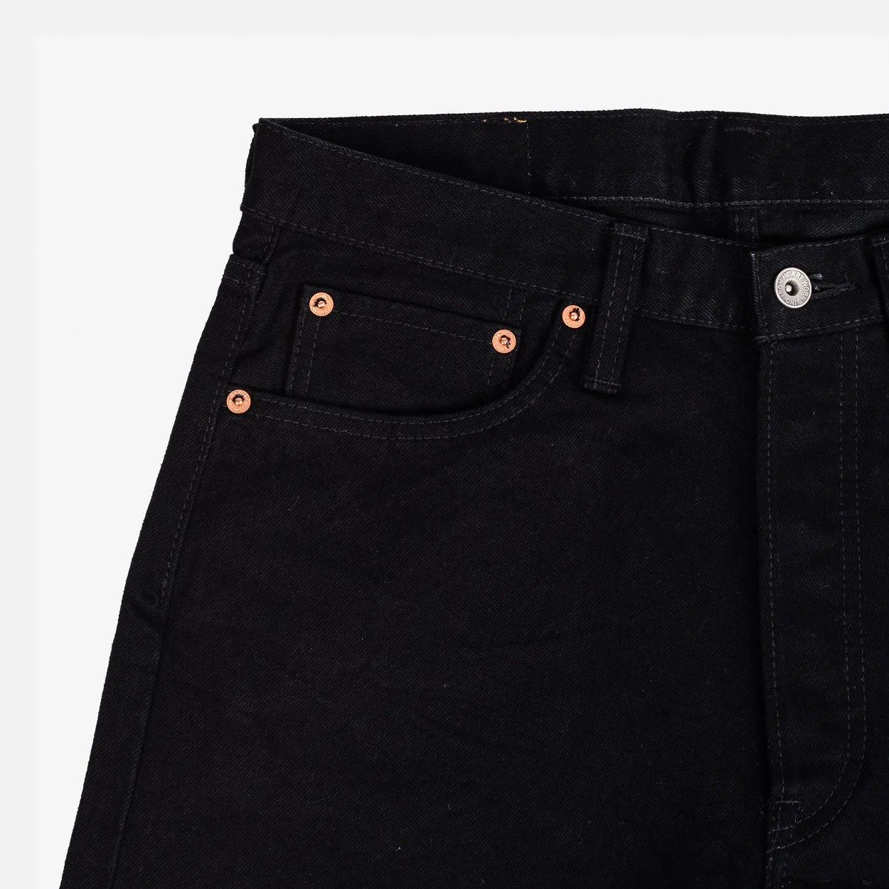 IH-888S-142BB - 14oz Selvedge Denim Medium/High Rise Tapered Jeans - Black/Black - Image 10