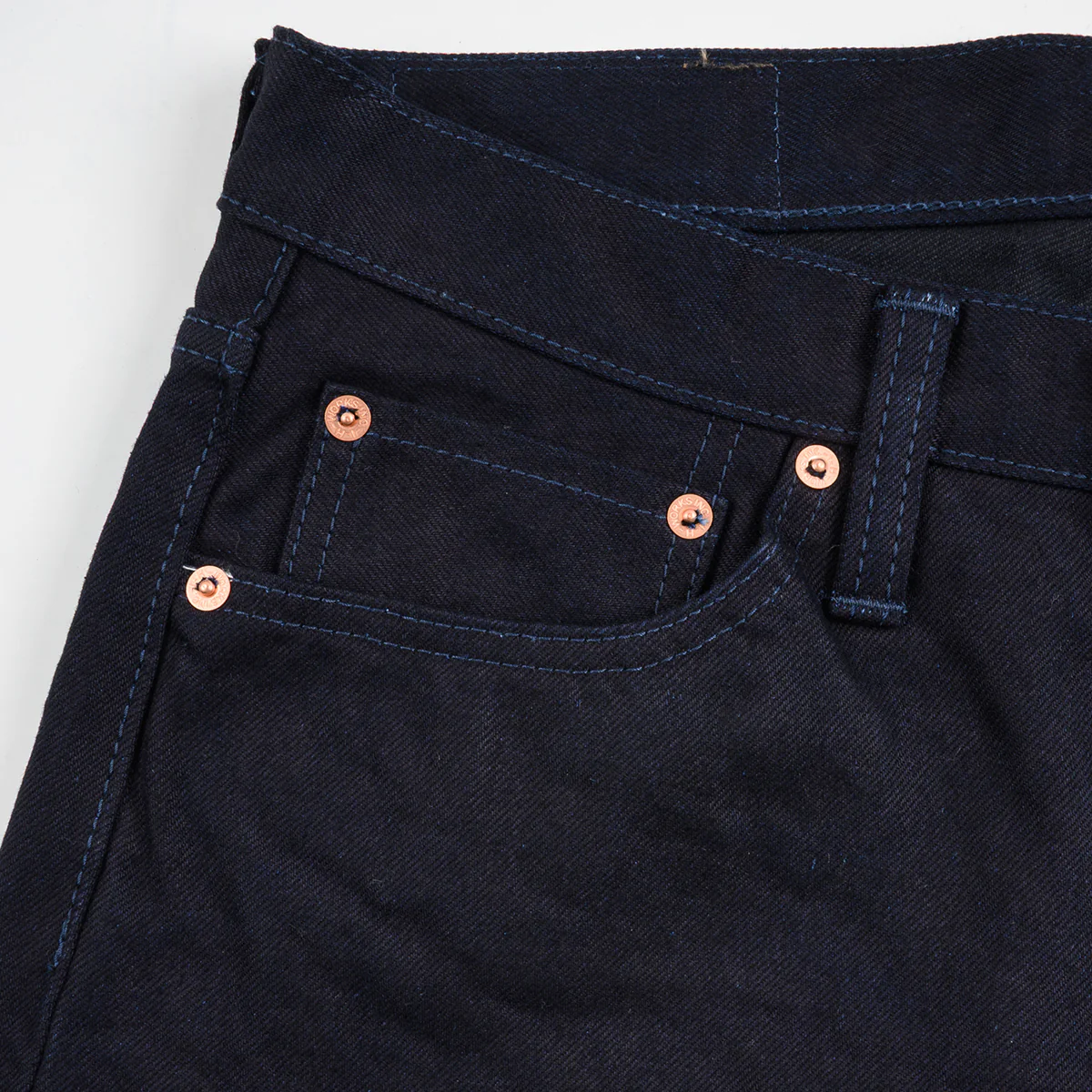 IH-888S-142IB - 14oz Selvedge Denim Medium/High Rise Tapered Jeans - Indigo/Black - Image 3