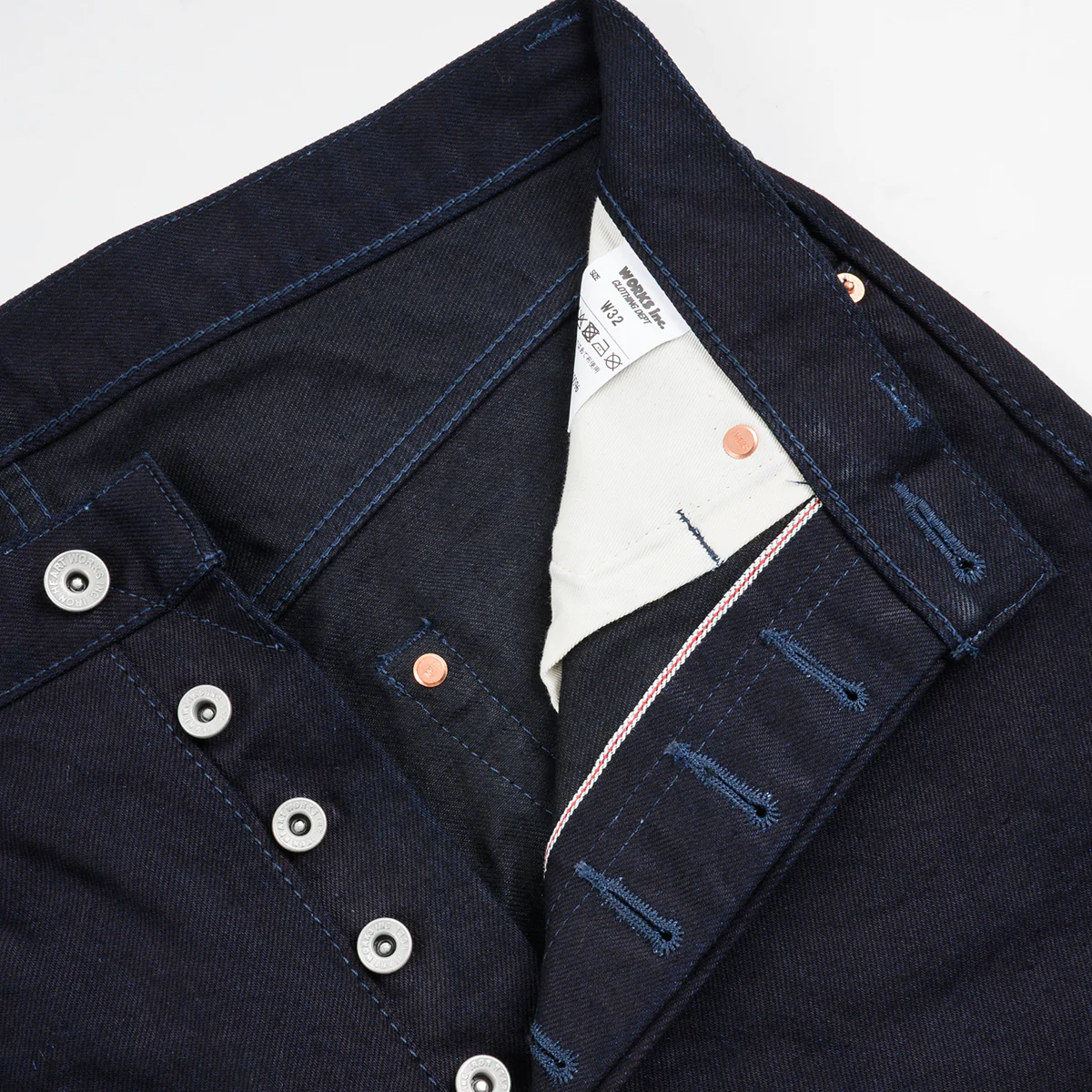 IH-888S-142IB - 14oz Selvedge Denim Medium/High Rise Tapered Jeans - Indigo/Black - Image 4