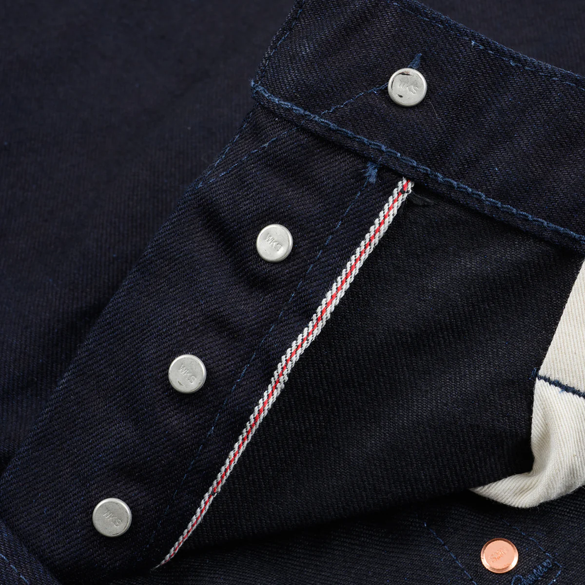 IH-888S-142IB - 14oz Selvedge Denim Medium/High Rise Tapered Jeans - Indigo/Black - Image 7