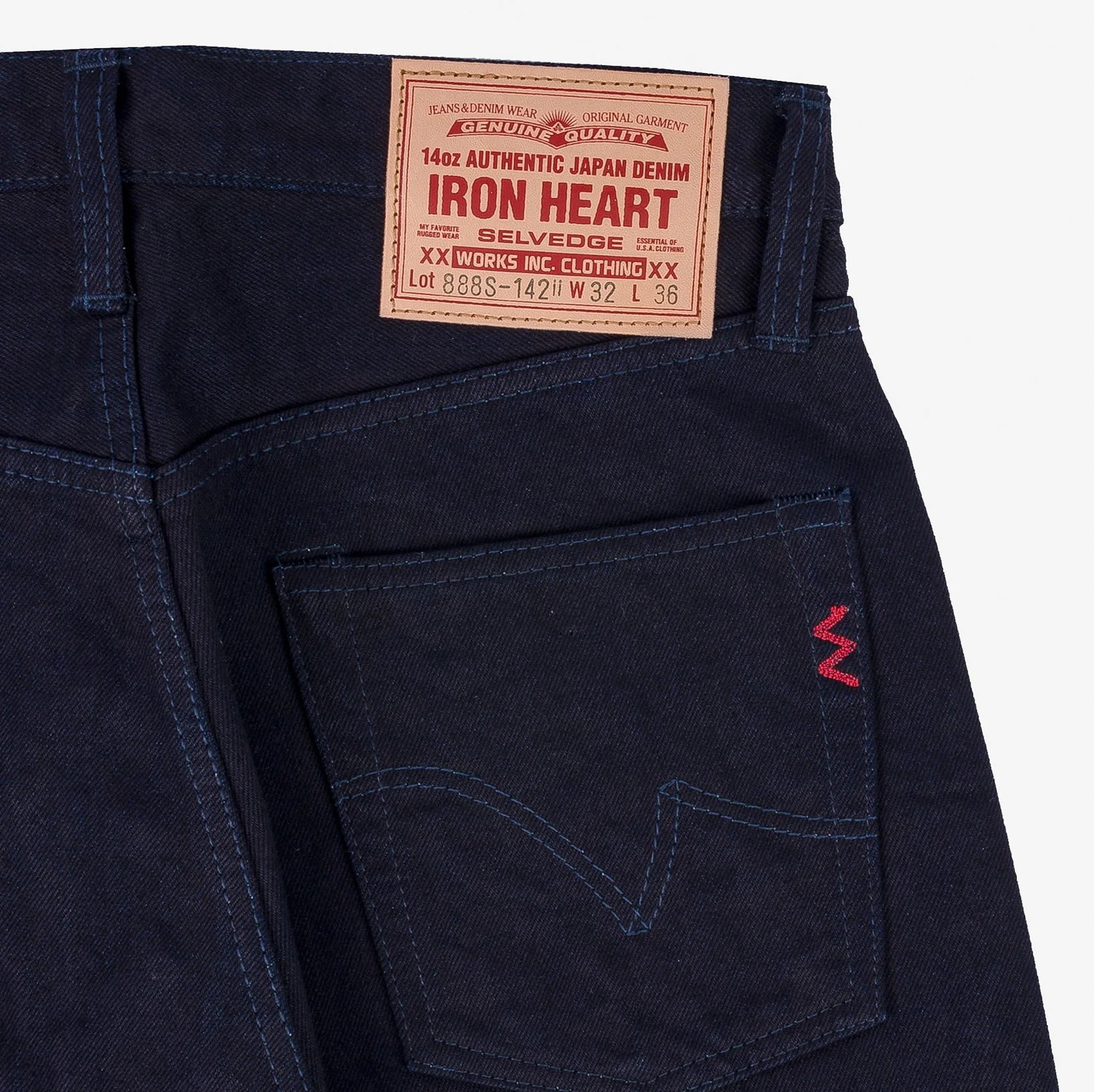 IH-888S-14II - 14oz Selvedge Denim Medium/High Rise Tapered Jeans - Indigo/Indigo - Image 5
