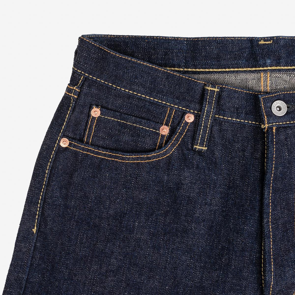 IH-888S-18 - 18oz Vintage Selvedge Denim Medium/High Rise Tapered Cut Jeans - Indigo - Image 8