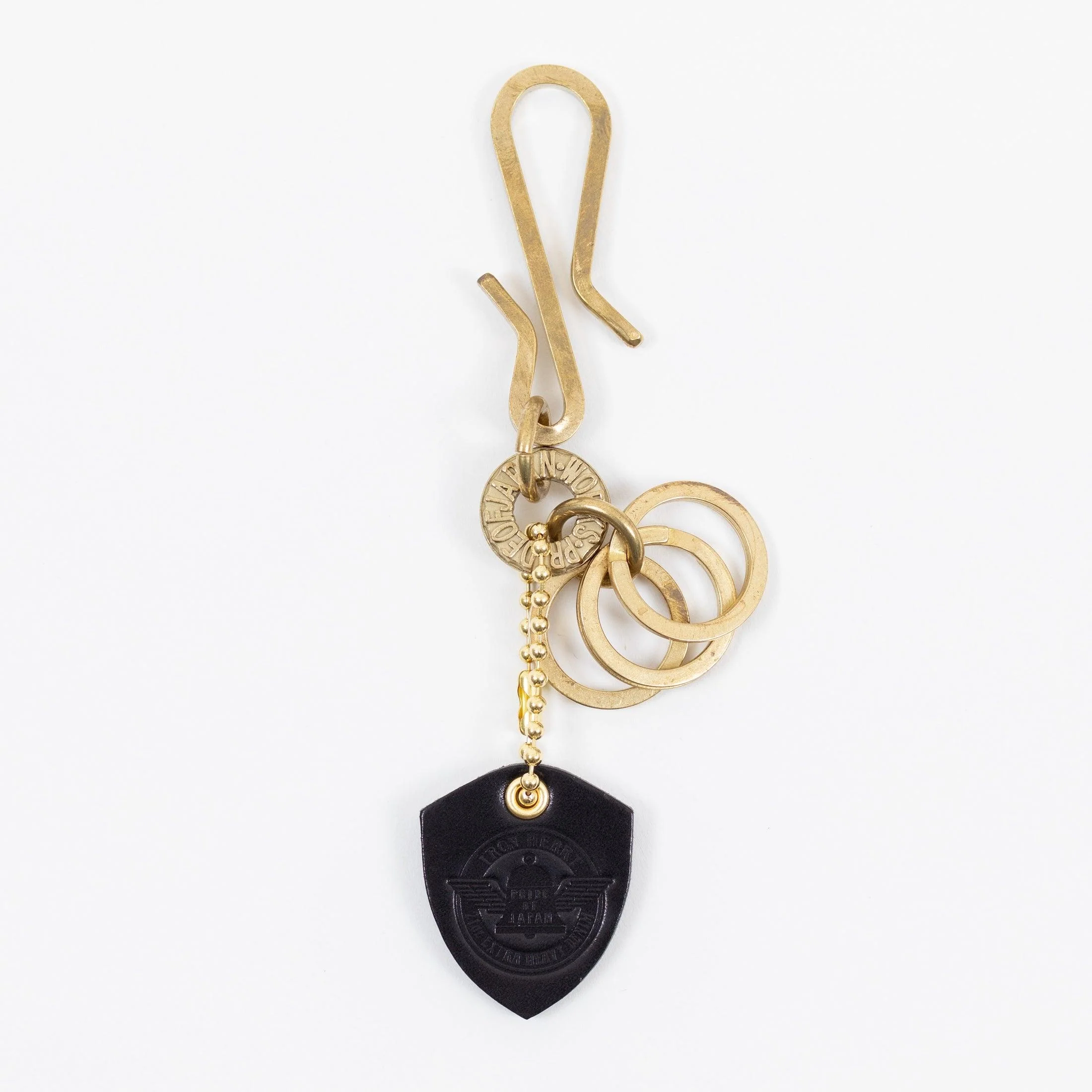 BRASS-W10 - Key Hook with Rings - Brass
