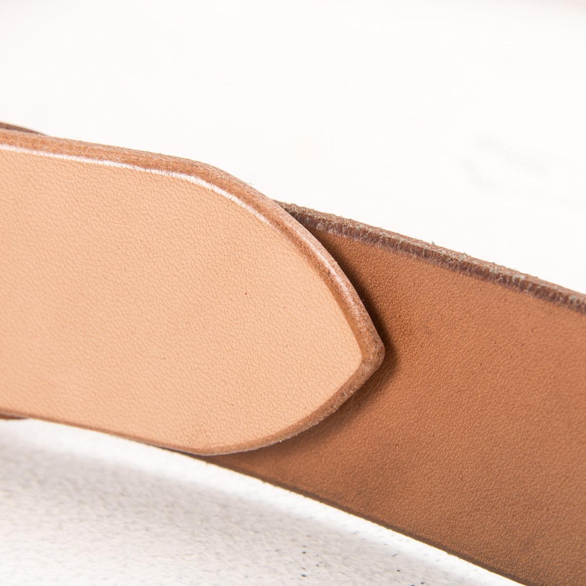 IHB-08-NAT - Heavy Duty "Tochigi" Leather Belt With Nickel Plated Garrison Buckle - Natural - Image 10