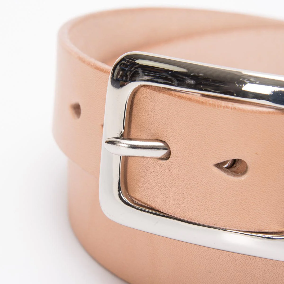 IHB-08-NAT - Heavy Duty "Tochigi" Leather Belt With Nickel Plated Garrison Buckle - Natural - Image 3