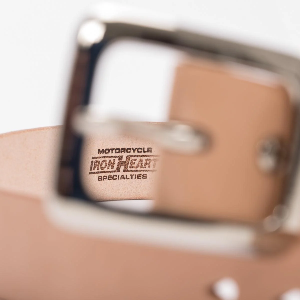 IHB-08-NAT - Heavy Duty "Tochigi" Leather Belt With Nickel Plated Garrison Buckle - Natural - Image 5