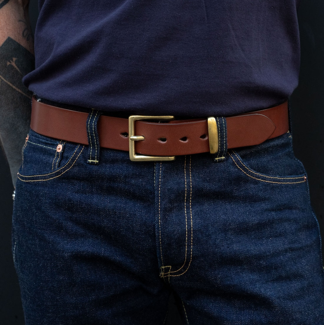 IHB-10-BRN - Heavy Duty "Tochigi" Leather Belt - Brown - Image 2