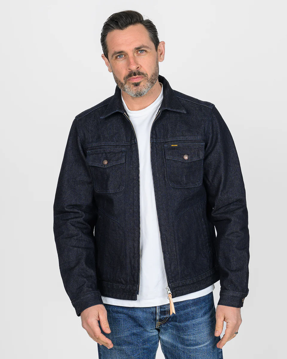 IHJ-122-IND - 14oz Broken Twill Selvedge Denim Work Jacket - Indigo - Image 2
