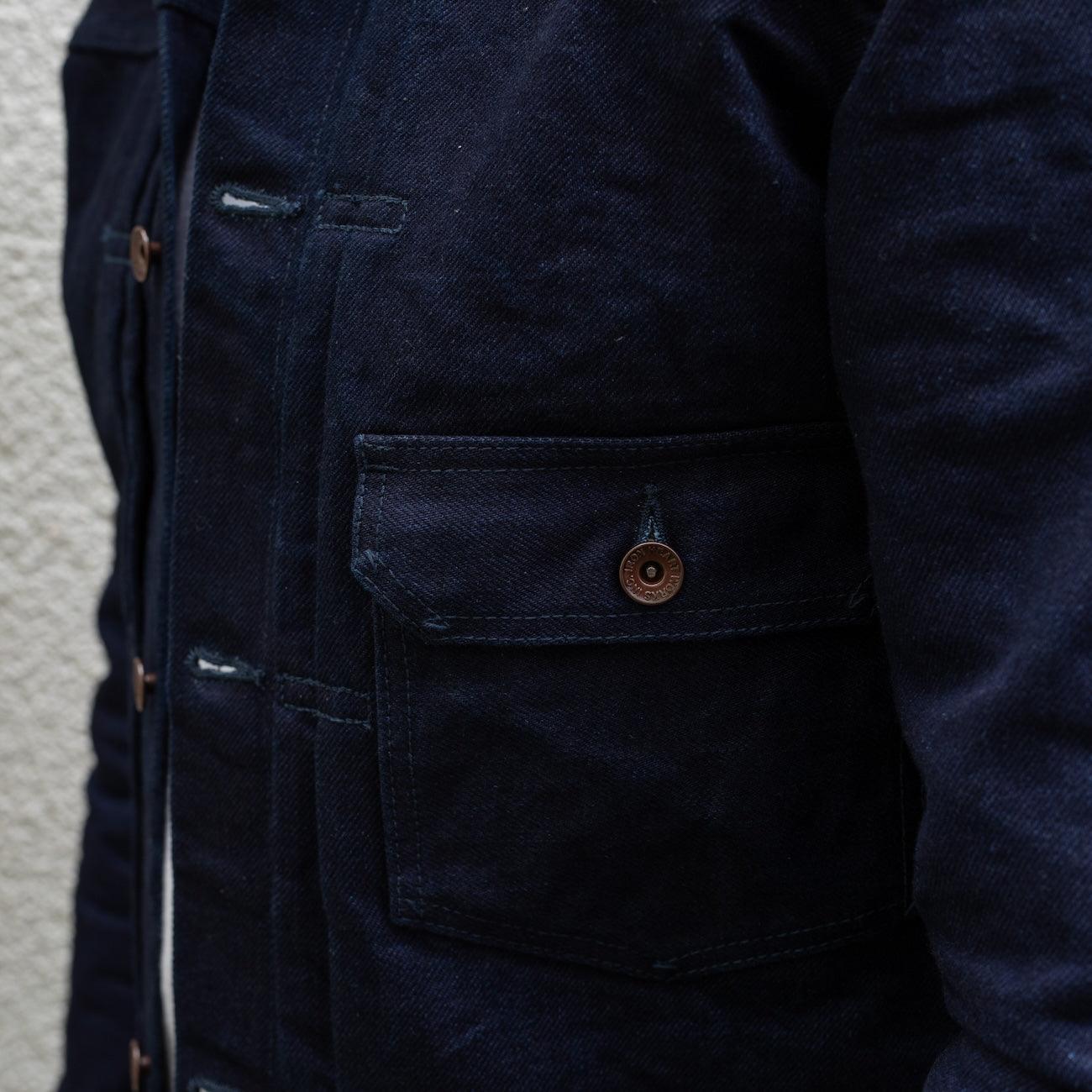 IHJ-140-IG - 19oz Selvedge Denim Type I Jacket - Indigo/Grey - Image 3