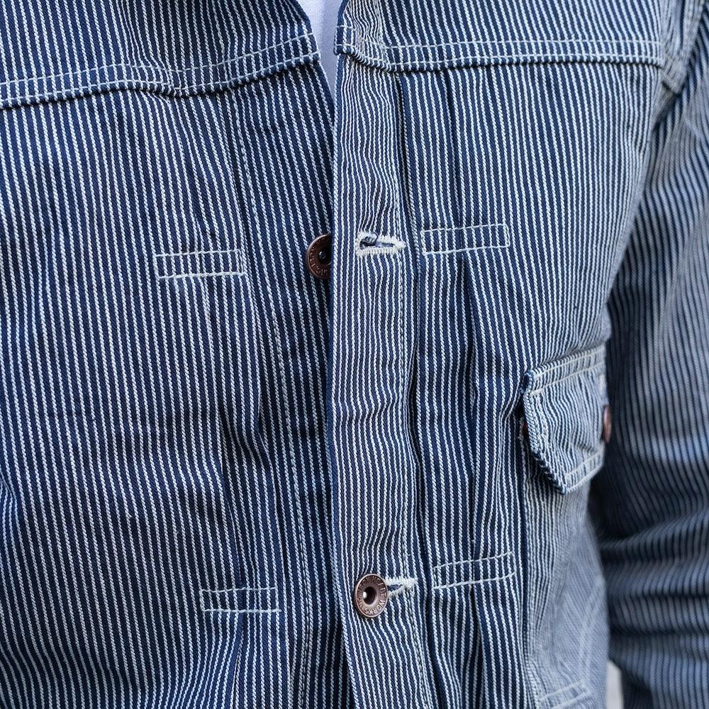 IHJ-141-IND - 10.5oz Narrow Stripe Hickory Type I - Indigo - Image 3