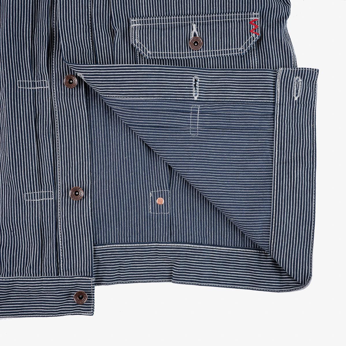 IHJ-141-IND - 10.5oz Narrow Stripe Hickory Type I - Indigo - Image 7