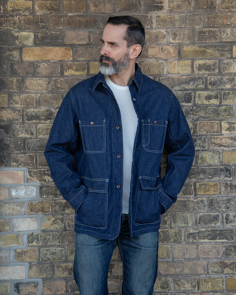 IHJ-149-IND - 10oz Selvedge Denim Blanket Lined Chore Jacket - Indigo - Image 2