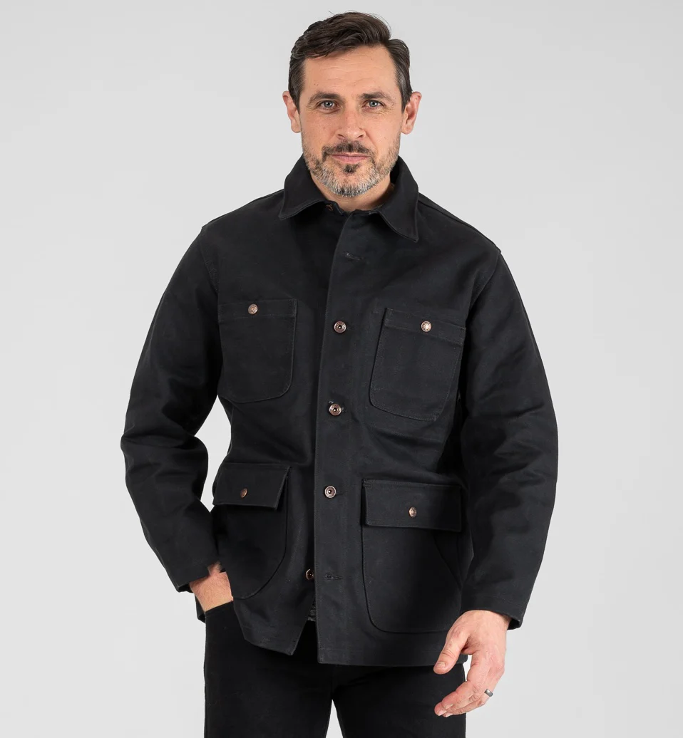 IHJ-150-BLK - 20oz Paraffin Coated Duck Chore Jacket - Black - Image 2