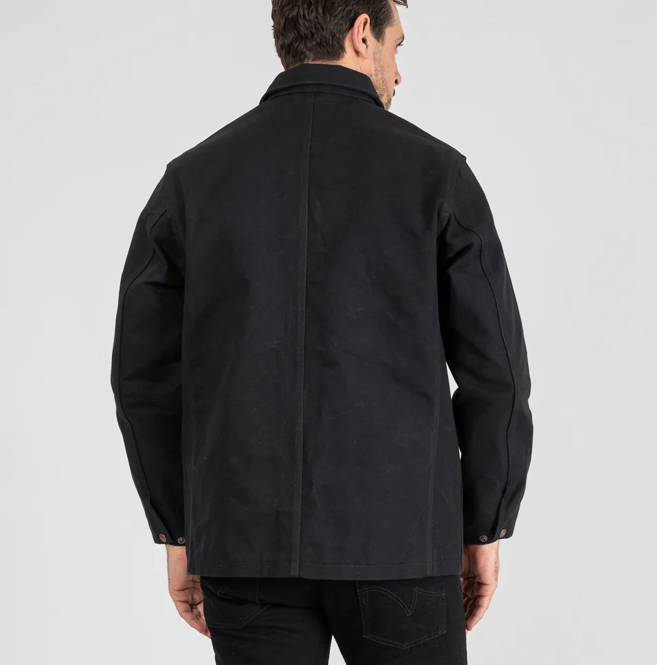 IHJ-150-BLK - 20oz Paraffin Coated Duck Chore Jacket - Black - Image 3
