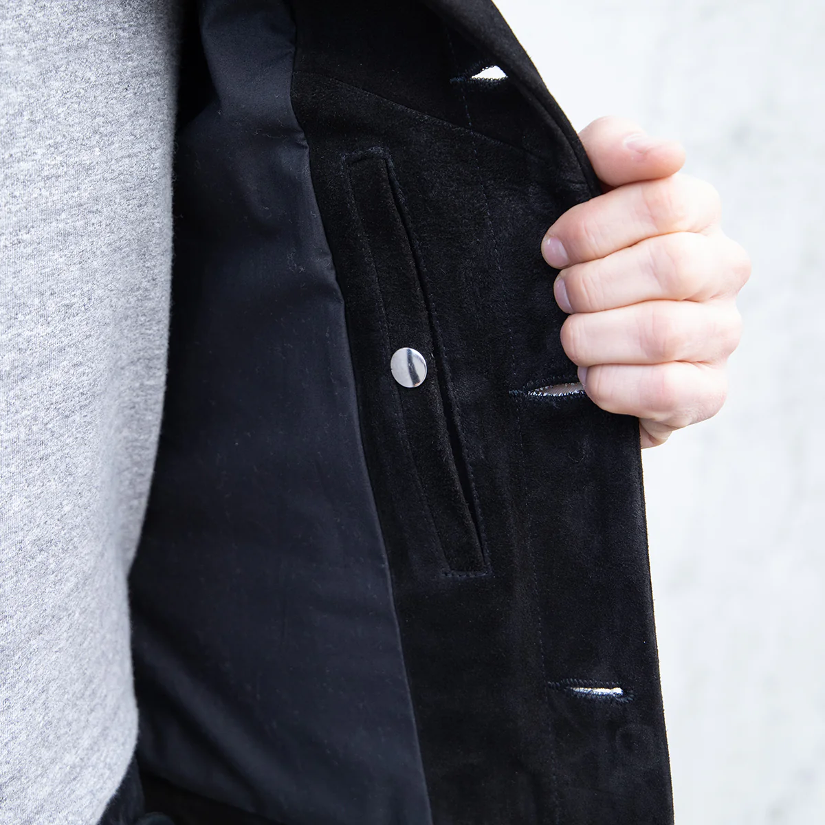 IHJ-155-BLK - Horsehide Suede Modified Type III Jacket - Black - Image 5