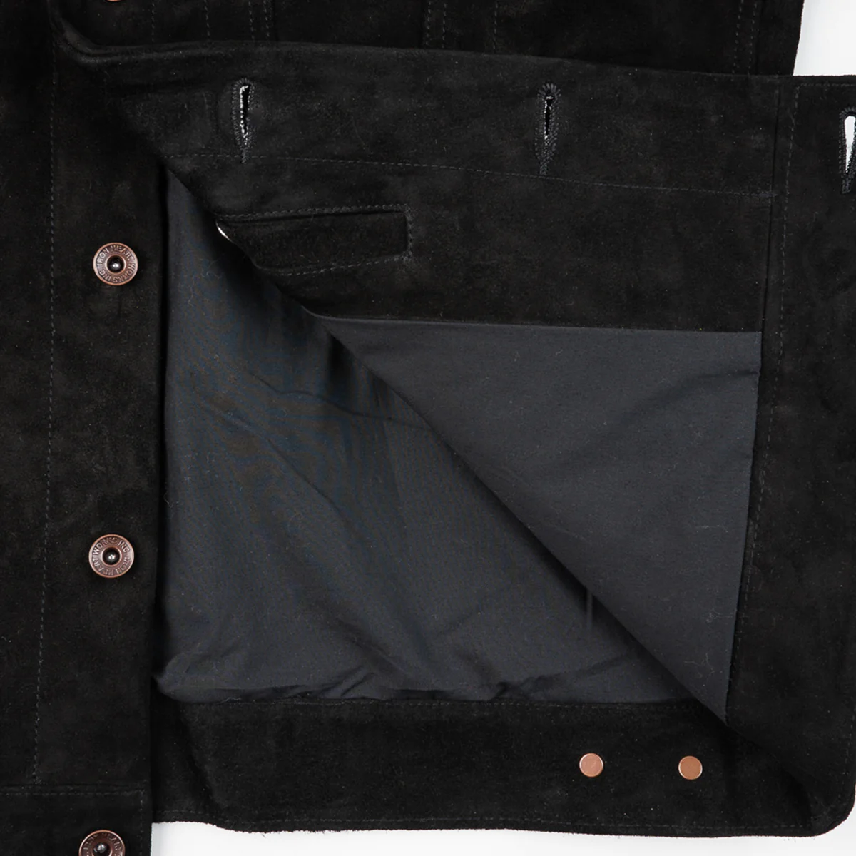 IHJ-155-BLK - Horsehide Suede Modified Type III Jacket - Black - Image 9