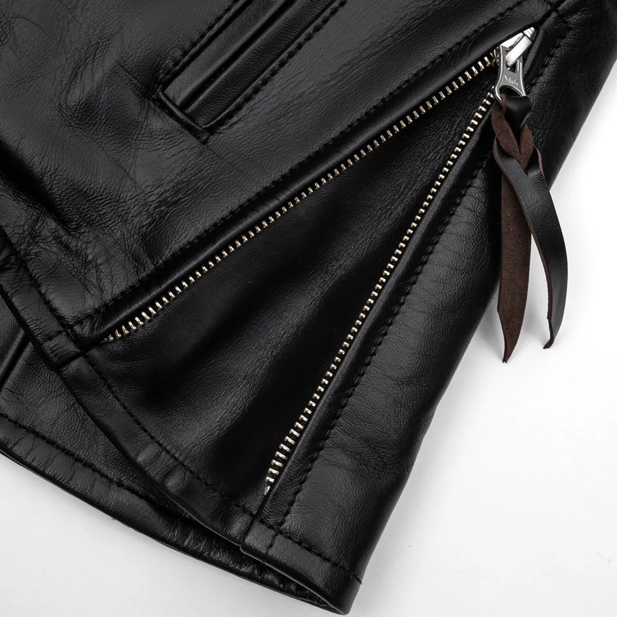 IHJ-54-BLK - Japanese Horsehide Rider’s Jacket with collar - Black (Tea-Core Dyed) - Image 10