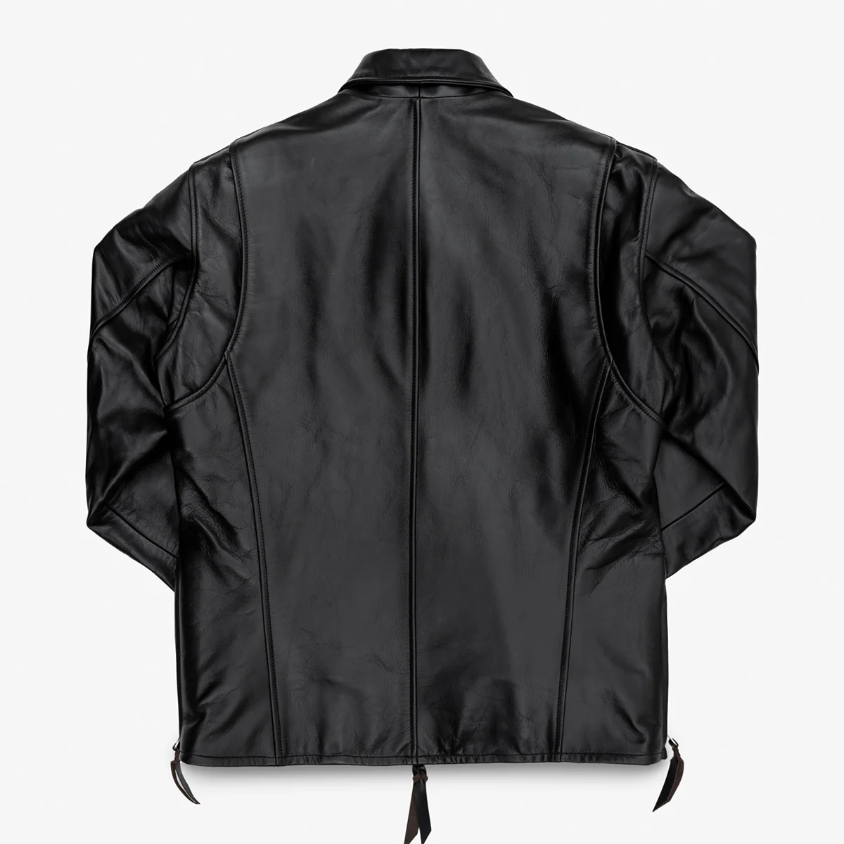 IHJ-54-BLK - Japanese Horsehide Rider’s Jacket with collar - Black (Tea-Core Dyed) - Image 4
