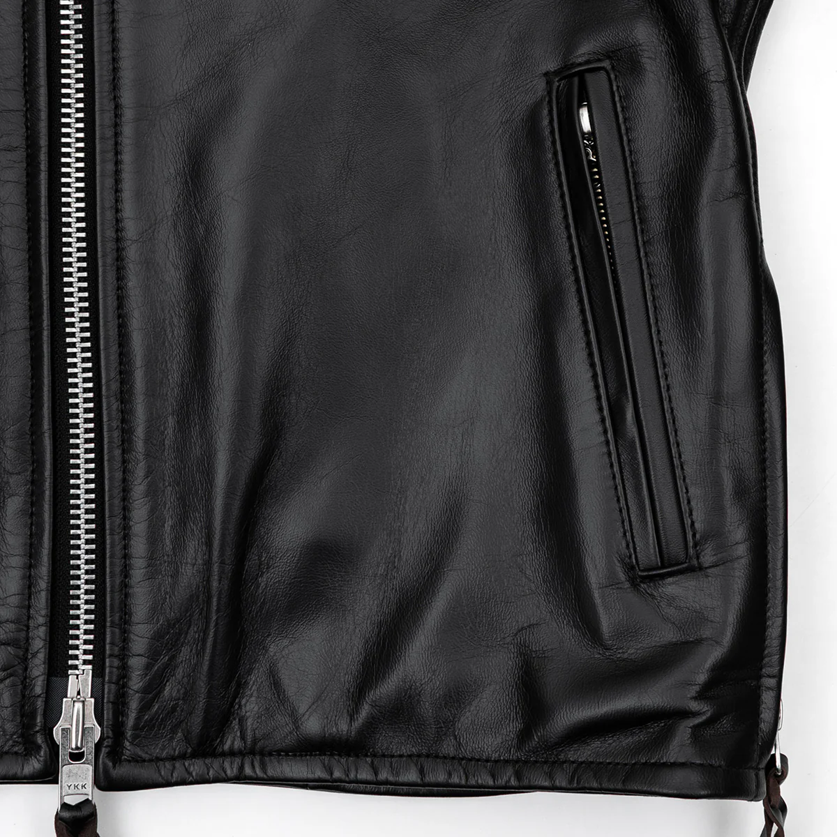 IHJ-54-BLK - Japanese Horsehide Rider’s Jacket with collar - Black (Tea-Core Dyed) - Image 9
