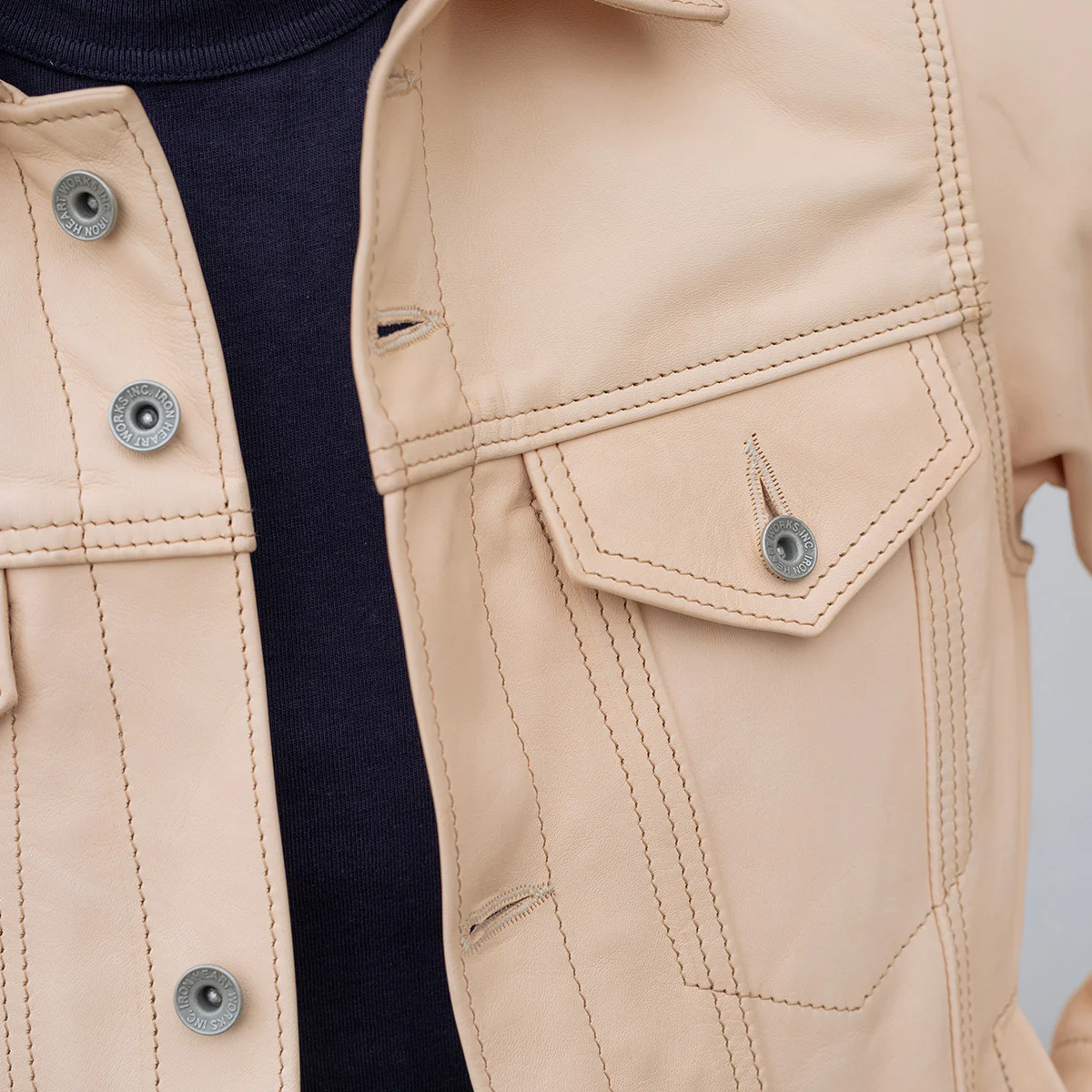 IHSB-EXT-NAT - Iron Heart x Simmons Bilt Horsehide Type III Jacket "The Extractor" - Natural - Image 3