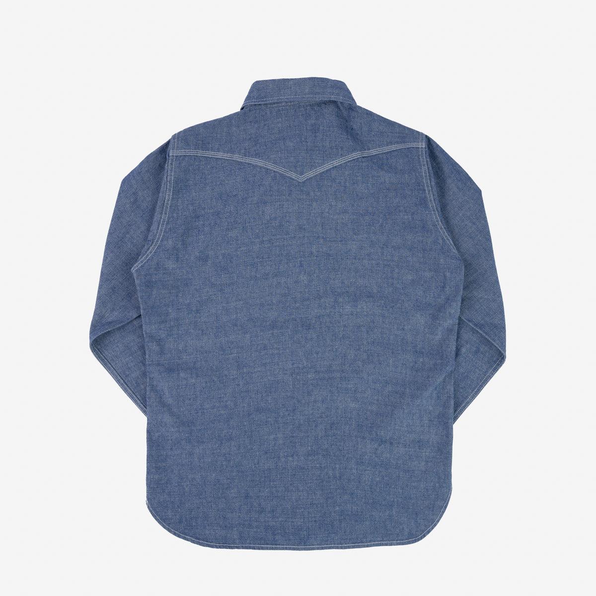IHSH-13-BLU - 10oz Selvedge Chambray Single Yoke Western Shirt - Blue - Image 4
