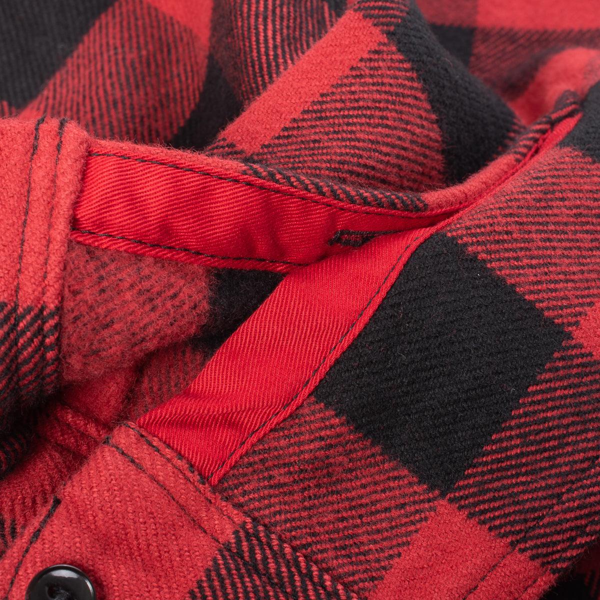 IHSH-244-RED - Ultra Heavy Flannel Buffalo Check Work Shirt - Red/Black - Image 9