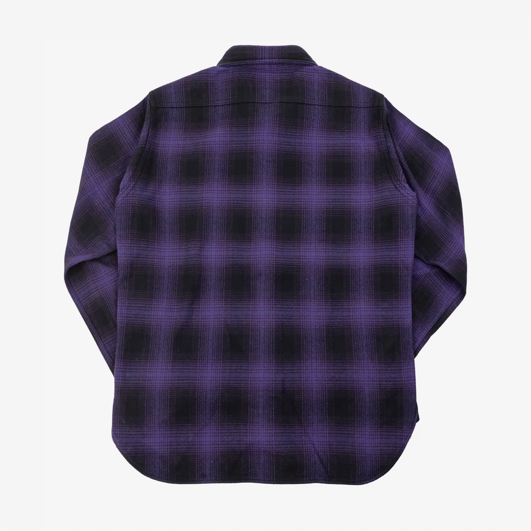 IHSH-265-PUR - Ultra Heavy Flannel Ombré Check Work Shirt - Purple/Black - Image 5
