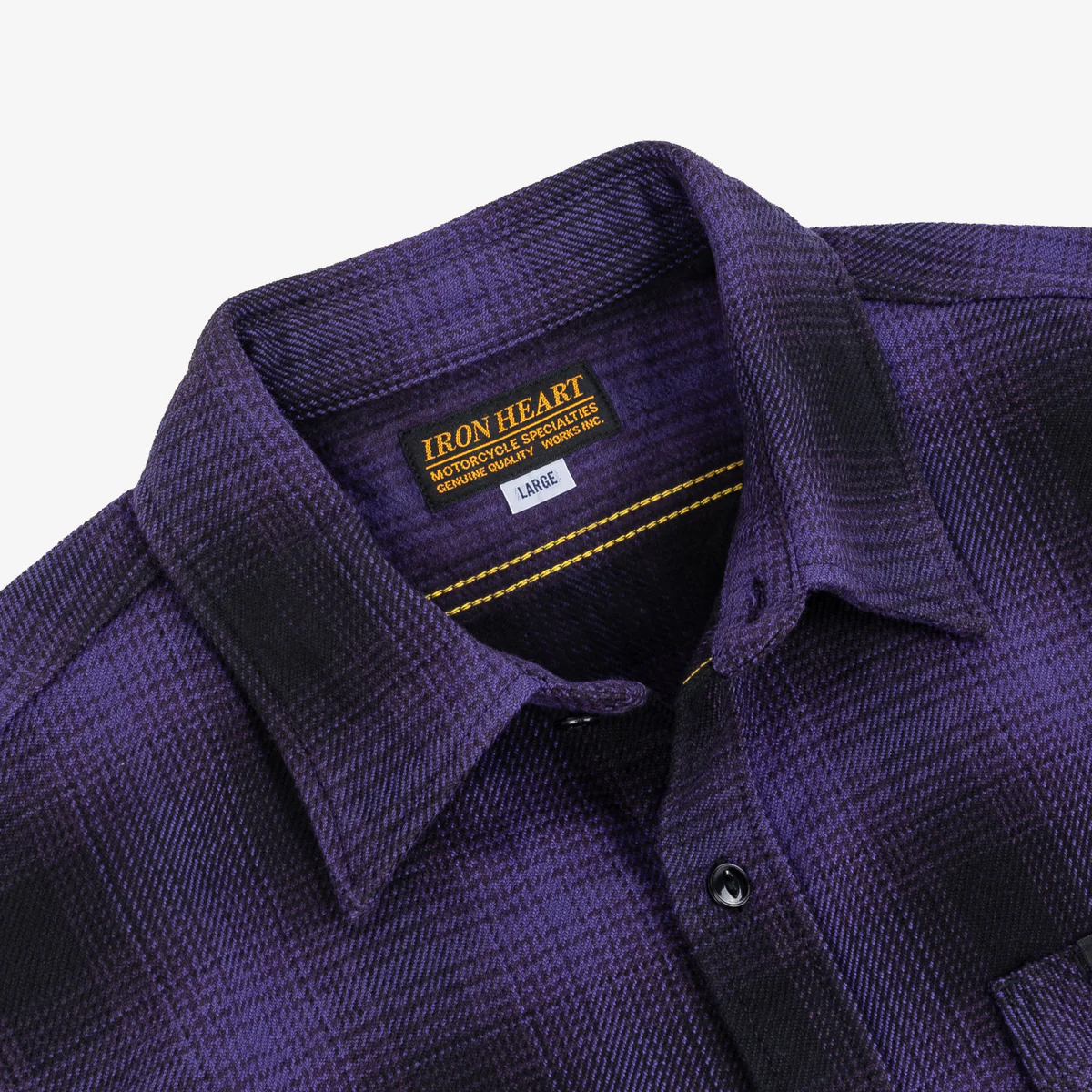 IHSH-265-PUR - Ultra Heavy Flannel Ombré Check Work Shirt - Purple/Black - Image 6