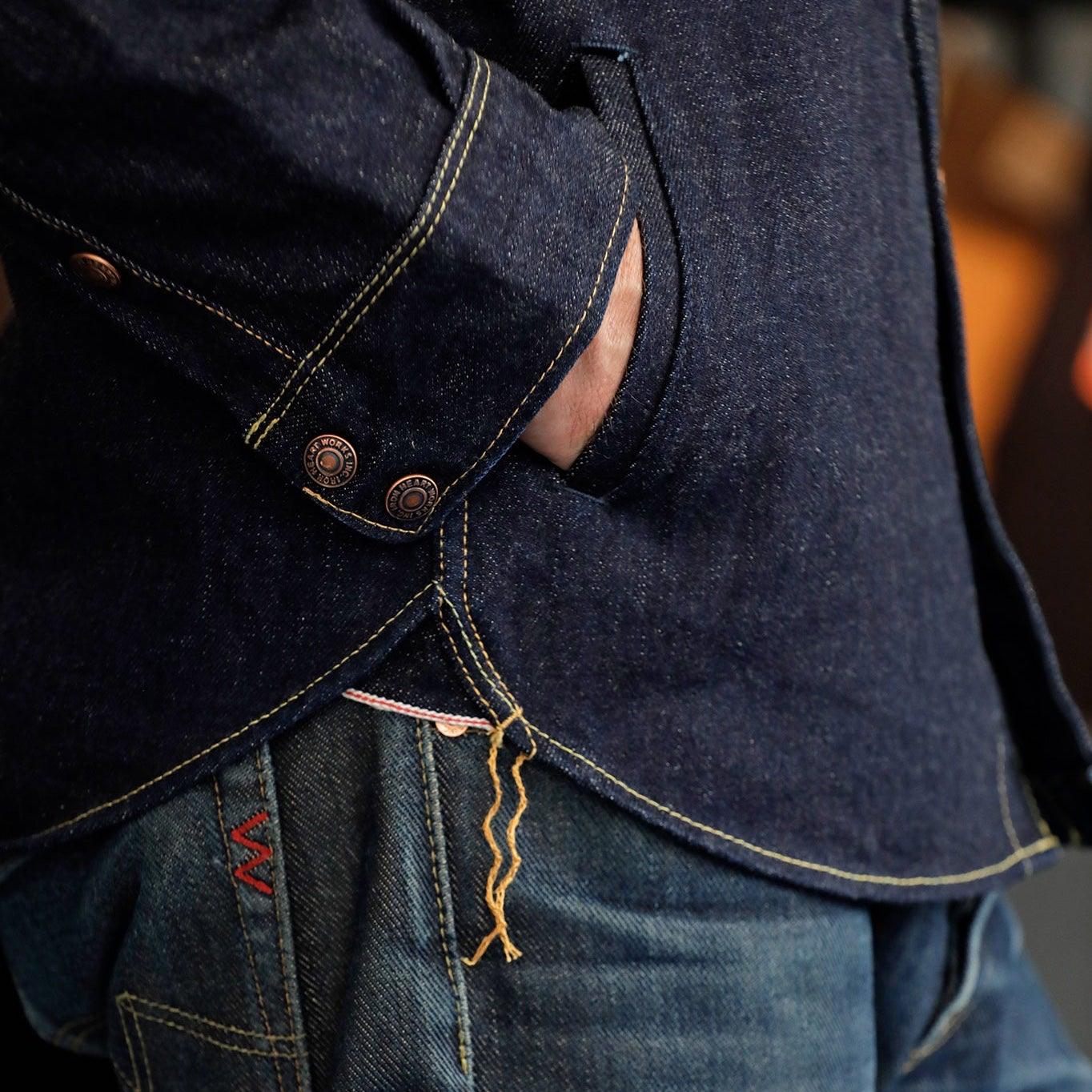 IHSH-292-IND - 18oz Vintage Selvedge Denim CPO Shirt - Indigo - Image 3