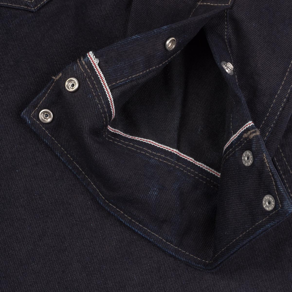 IHSH-295-IB - 14oz Selvedge Denim Western Shirt - Indigo/Black - Image 10